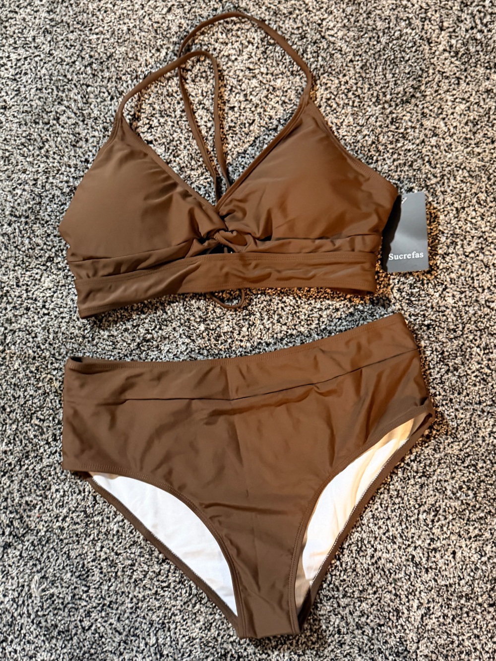 Brown Two-Piece High-Waisted Bikini Set